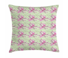 Pinkish Flower Silhouettes Pillow Cover