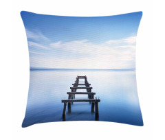 Old Jetty Blue Sky Pillow Cover