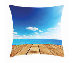 Seascape Cloudy Beach Pillow Cover
