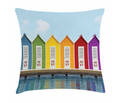 Colorful Cabins Sea Pillow Cover