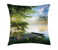 Fishing Pier by River Pillow Cover