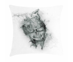 Smoky Skull Grungy Art Pillow Cover