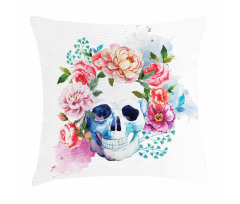 Floral Colorful Skeleton Pillow Cover