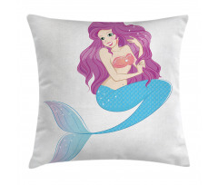 Mermaid with Pink Hair Pillow Cover