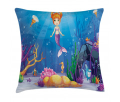 Cartoon Mermaid Fish Pillow Cover