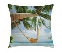 Ocean Sandy Shore Palm Pillow Cover