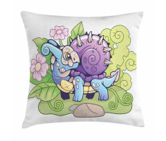 Funny Floral Swirls Leaves Pillow Cover