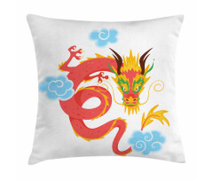 Swirling Clouds Angry Dragon Pillow Cover