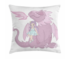 Princess Sitting on Creature Pillow Cover