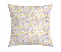 Pastel Tone Flowers Leaves Pillow Cover