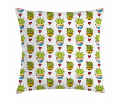 Colorful Succulents in Pots Pillow Cover