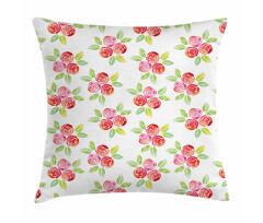 Watercolor Roses and Leaves Pillow Cover