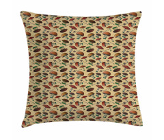 Graphical Woodland Mushrooms Pillow Cover