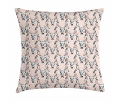 Deer Skull Feathers Motifs Pillow Cover