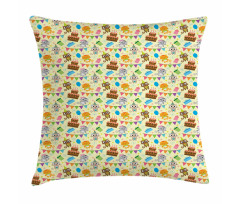 Cartoon Party Cats Pillow Cover