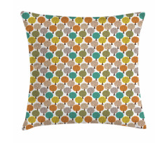 Leaves and Forest Flora Motif Pillow Cover
