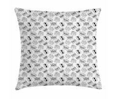 Cartoon Kittens with Glasses Pillow Cover