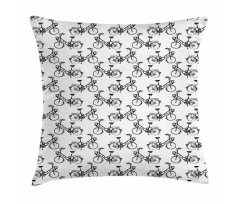 Monochrome Bicycles Pattern Pillow Cover