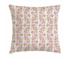 Summer Flowers and Branches Pillow Cover