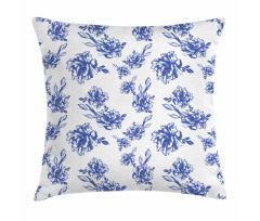 Blue Peonies Blossom Art Pillow Cover