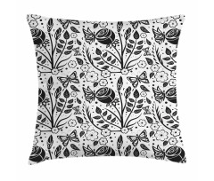 Monochromatic Butterfly Rose Pillow Cover