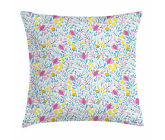 Flowers in Bloom and Buds Pillow Cover