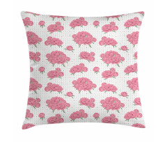 Peonies with Dots on Back Pillow Cover
