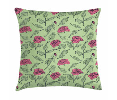 Romantic Peony Dotted Leaves Pillow Cover