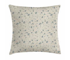 Leafy and Floral Curlicue Pillow Cover