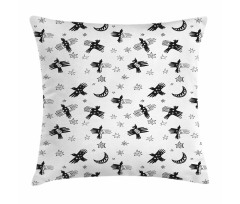 Abstract Birds Stars Crescent Pillow Cover