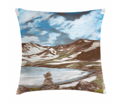 Snowy Mountains and Lake Pillow Cover