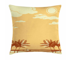 Retro Seaside Palm Trees Pillow Cover