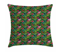 Hibiscus Plumeria Monstera Pillow Cover