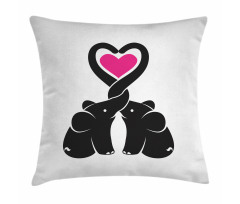 Heart with Animals Trunks Pillow Cover