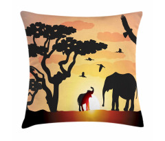 Sunset Animal Tree Pillow Cover