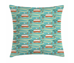 Summer Van and Palms Pillow Cover