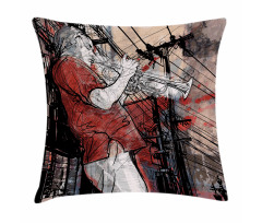 Grunge Jazz Musician Pillow Cover