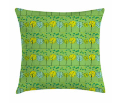 Scribbled Trees and Grass Pillow Cover