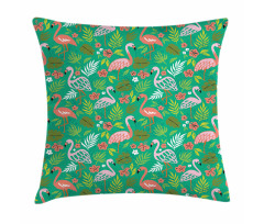 Caribbean Botany Flamingos Pillow Cover