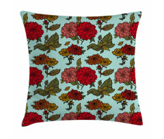 Detailed Large Flowers Scene Pillow Cover