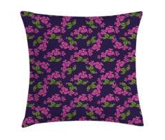 Retro Style Violet Flora Pillow Cover
