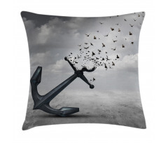 Flying Seagulls Grey Pillow Cover