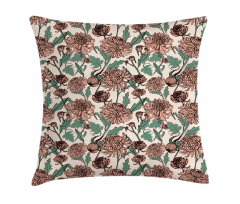 Graphical Chrysanthemums Pillow Cover