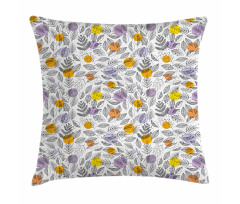 Round Blots and Leaves Pillow Cover