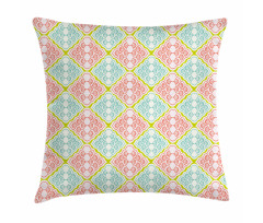 Wavy Mosaic Rhombuses Grid Pillow Cover