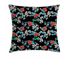 Peony Daisy and Leaves Art Pillow Cover