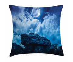 Cliff Under Cloudy Night Pillow Cover