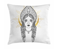 Woman Wearing a Kokoshnik Pillow Cover