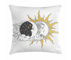 Woman Portrait in Sun Pillow Cover