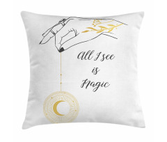 Hand Holding Crescent Pillow Cover